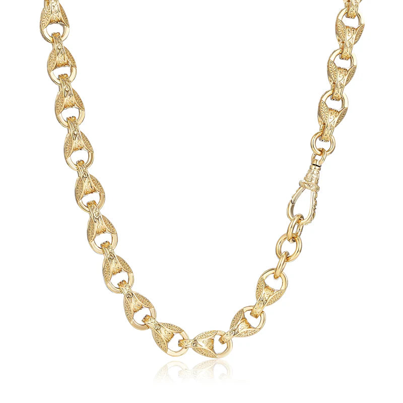 Luxury 9ct Gold Filled XXL 15mm Tulip Chain with Albert Clasp