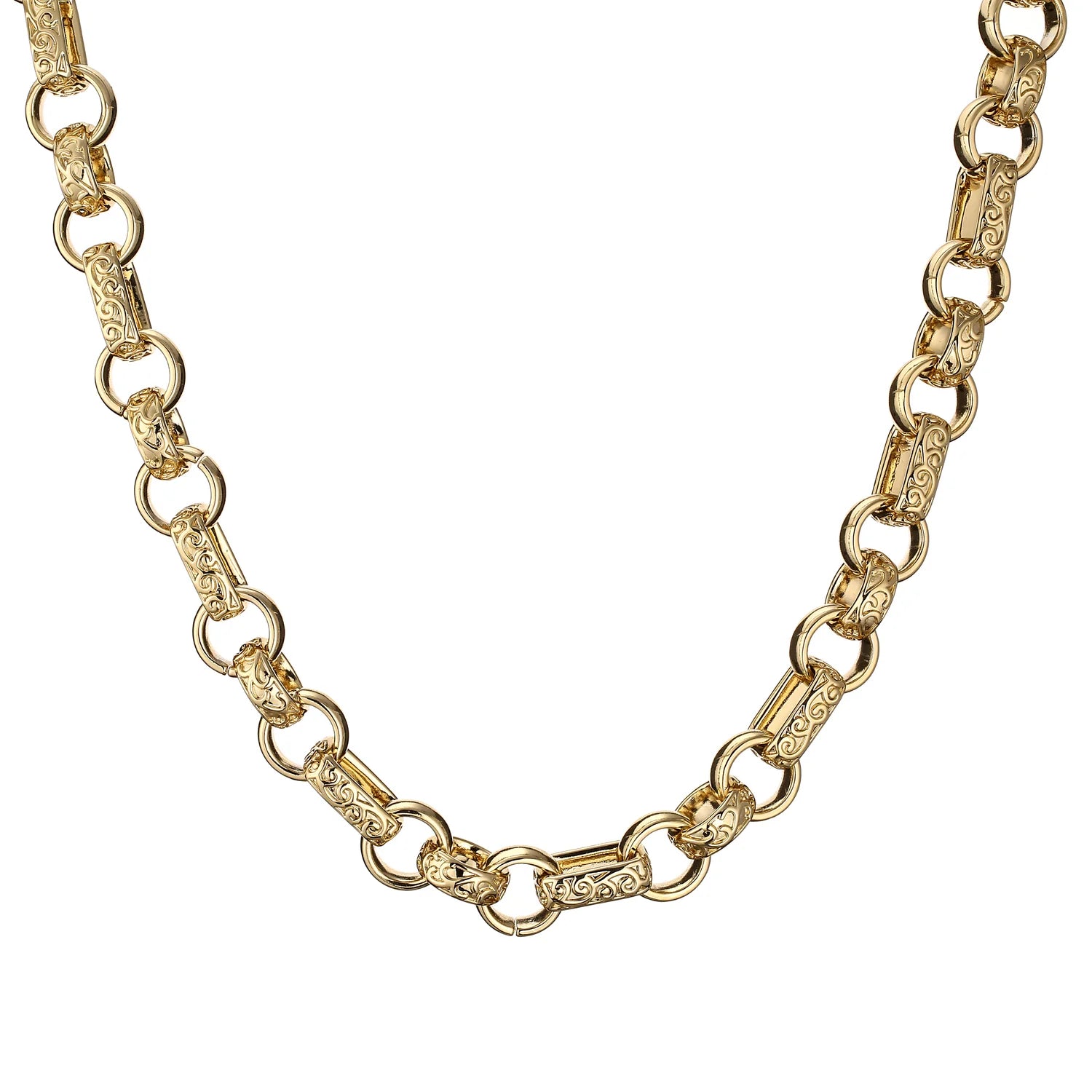 NEW LUXURY XXL 18MM GOLD ORNATE GYPSY LINK BELCHER CHAIN