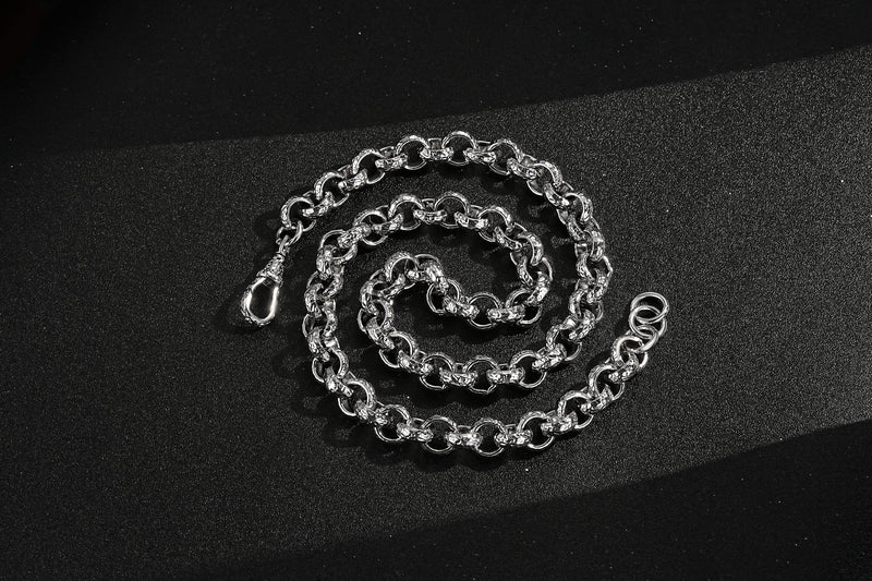 NEW 12MM SILVER DIAMOND PATTERNED BELCHER CHAIN WITH ALBERT CLASP