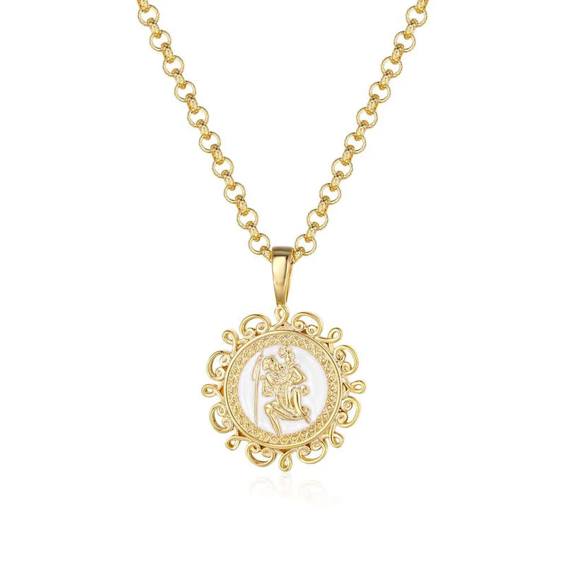 PREMIUM GOLD ST CHRISTOPHER ORNATE PENDANT