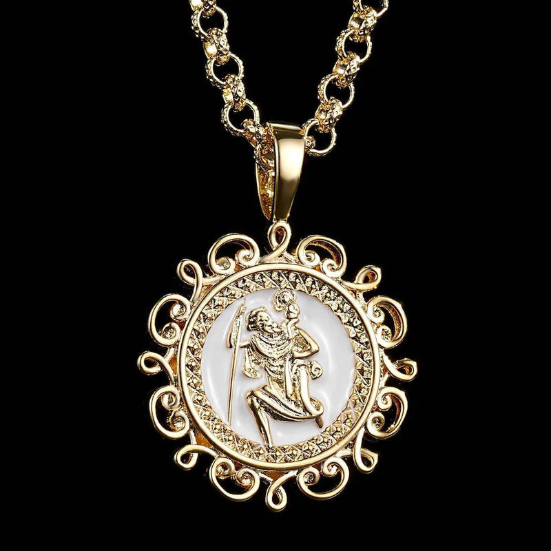 PREMIUM GOLD ST CHRISTOPHER ORNATE PENDANT