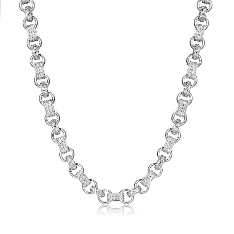 PREMIUM SILVER 10MM GYPSY LINK BELCHER CHAIN WITH ALBERT CLASP