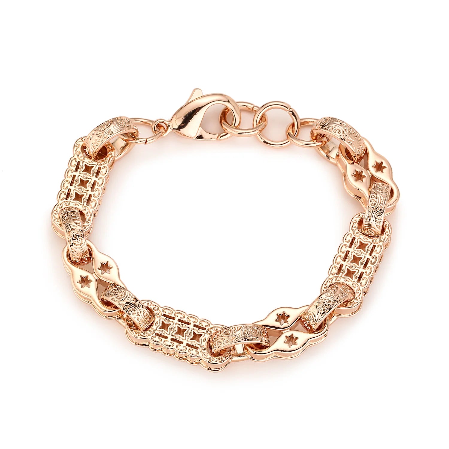 ROSE GOLD 3D STARS AND BARS BRACELET