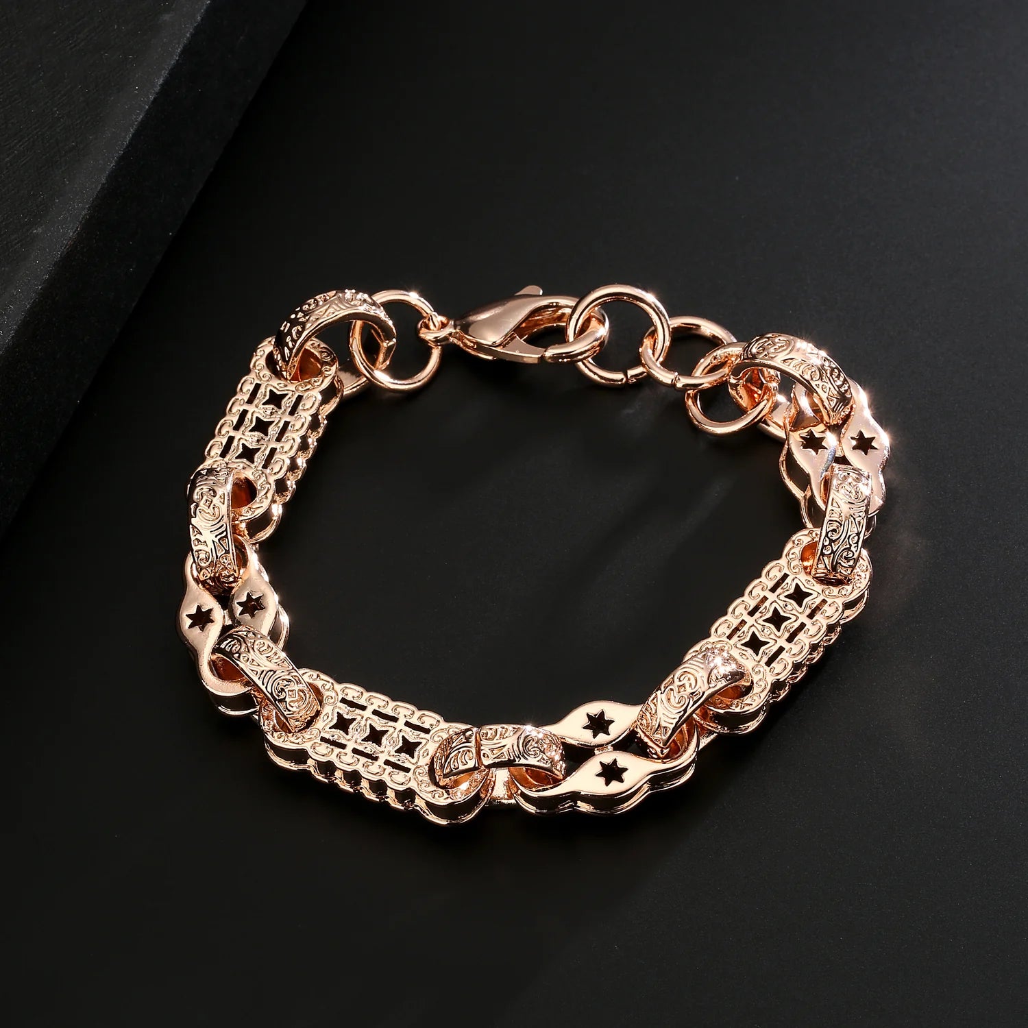 ROSE GOLD 3D STARS AND BARS BRACELET