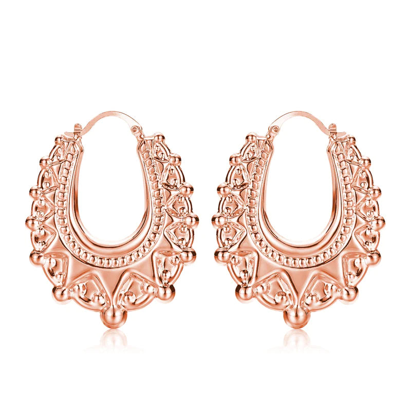 ROSE GOLD 48MM OVAL GYPSY CREOLE EARRINGS