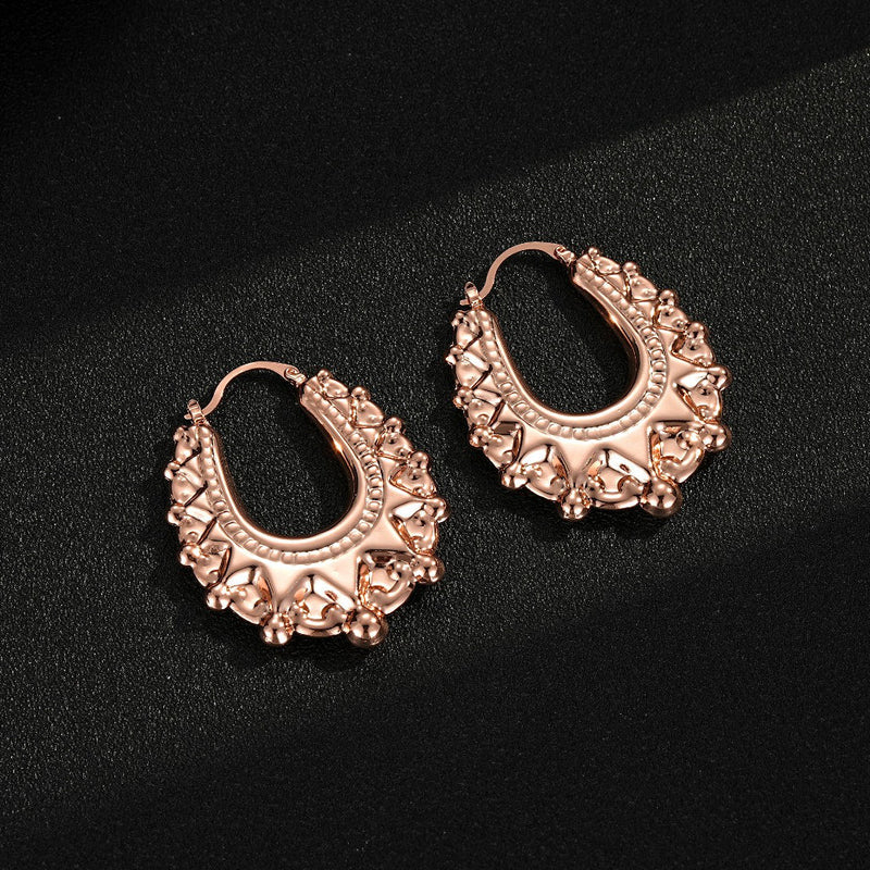 ROSE GOLD 48MM OVAL GYPSY CREOLE EARRINGS