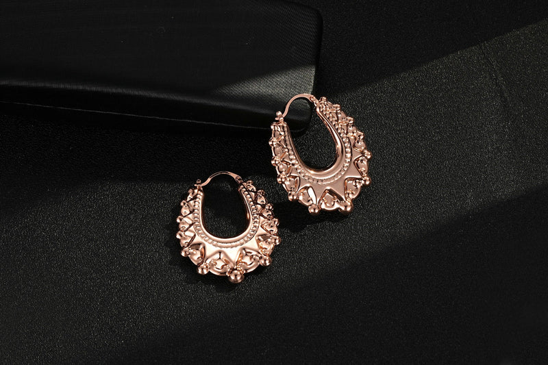 ROSE GOLD 48MM OVAL GYPSY CREOLE EARRINGS