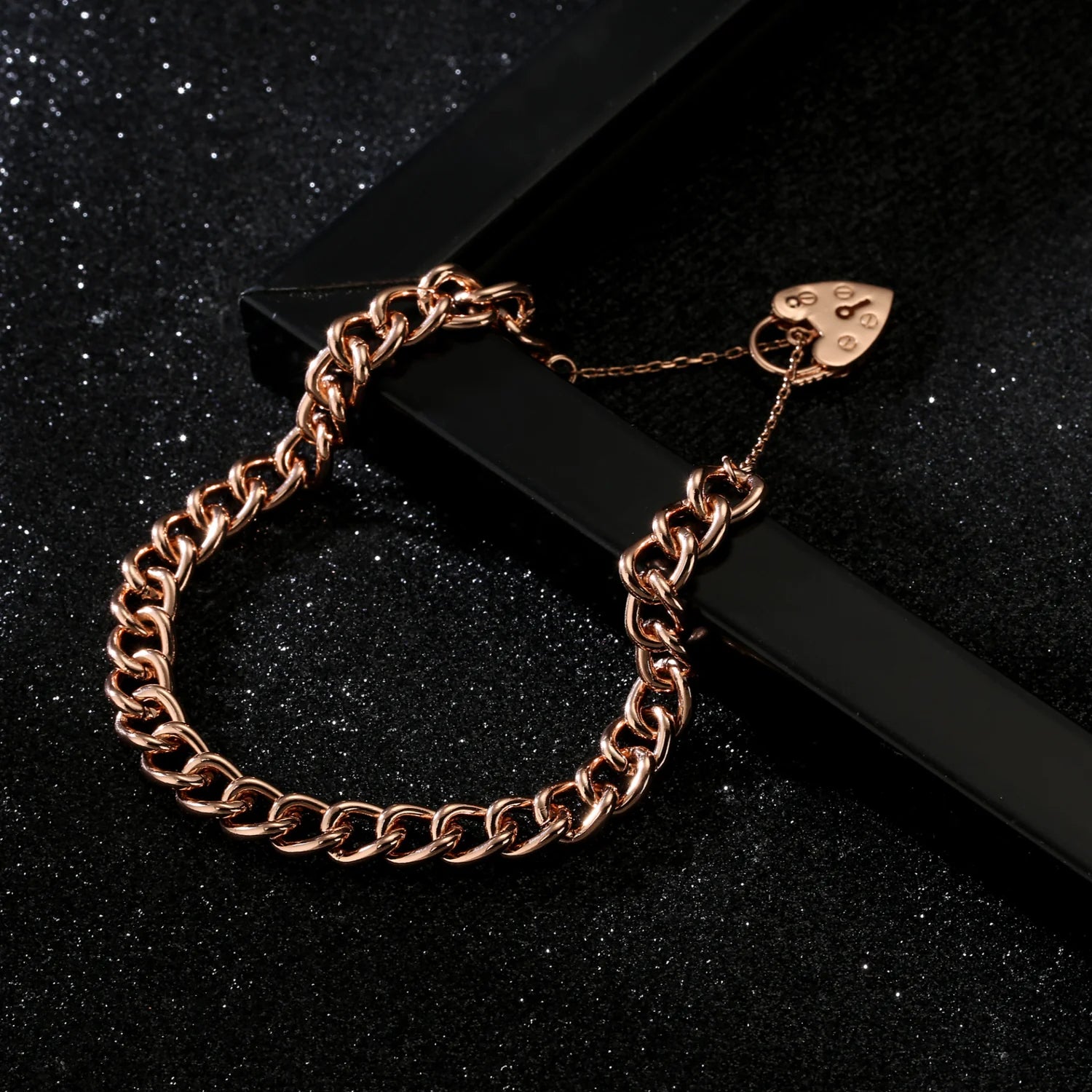 ROSE GOLD HEART LOCK BRACELET