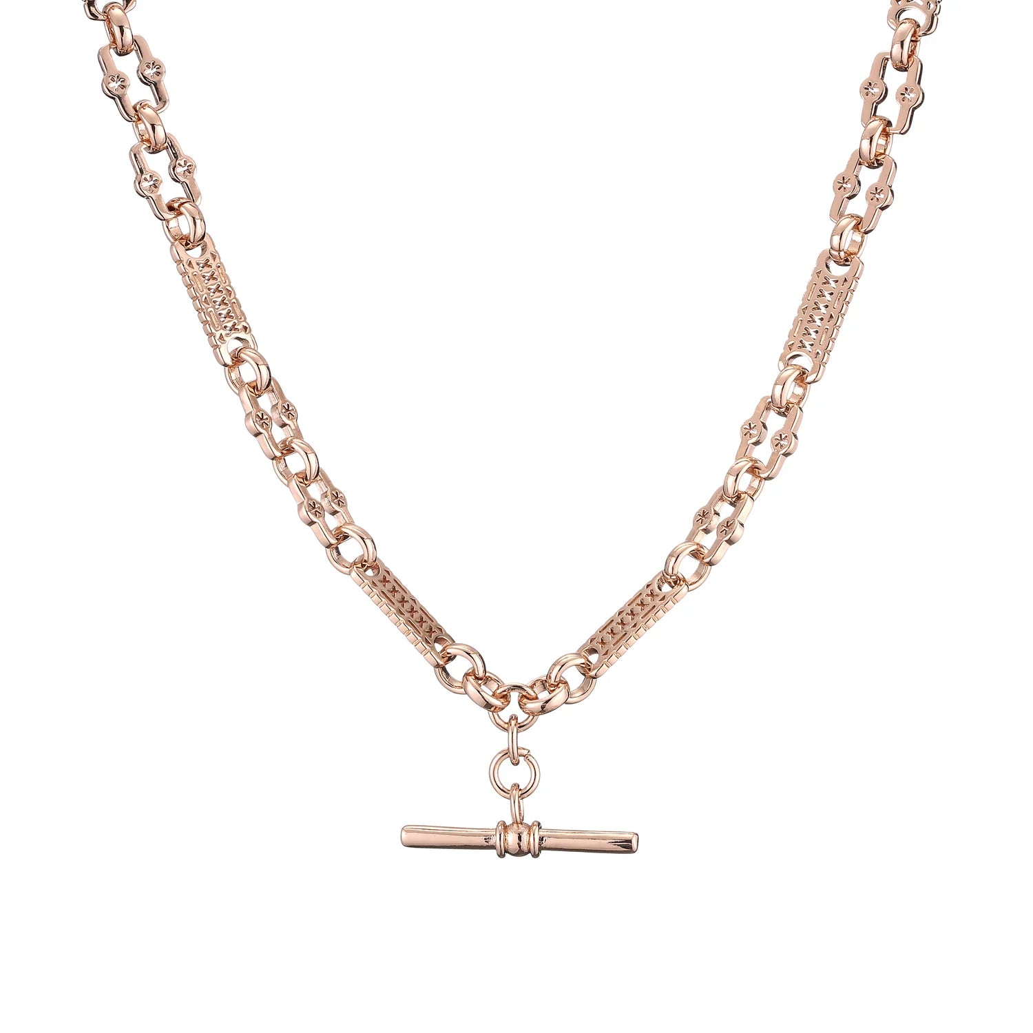 ROSE GOLD STARS AND BARS NECKLACE WITH T-BAR