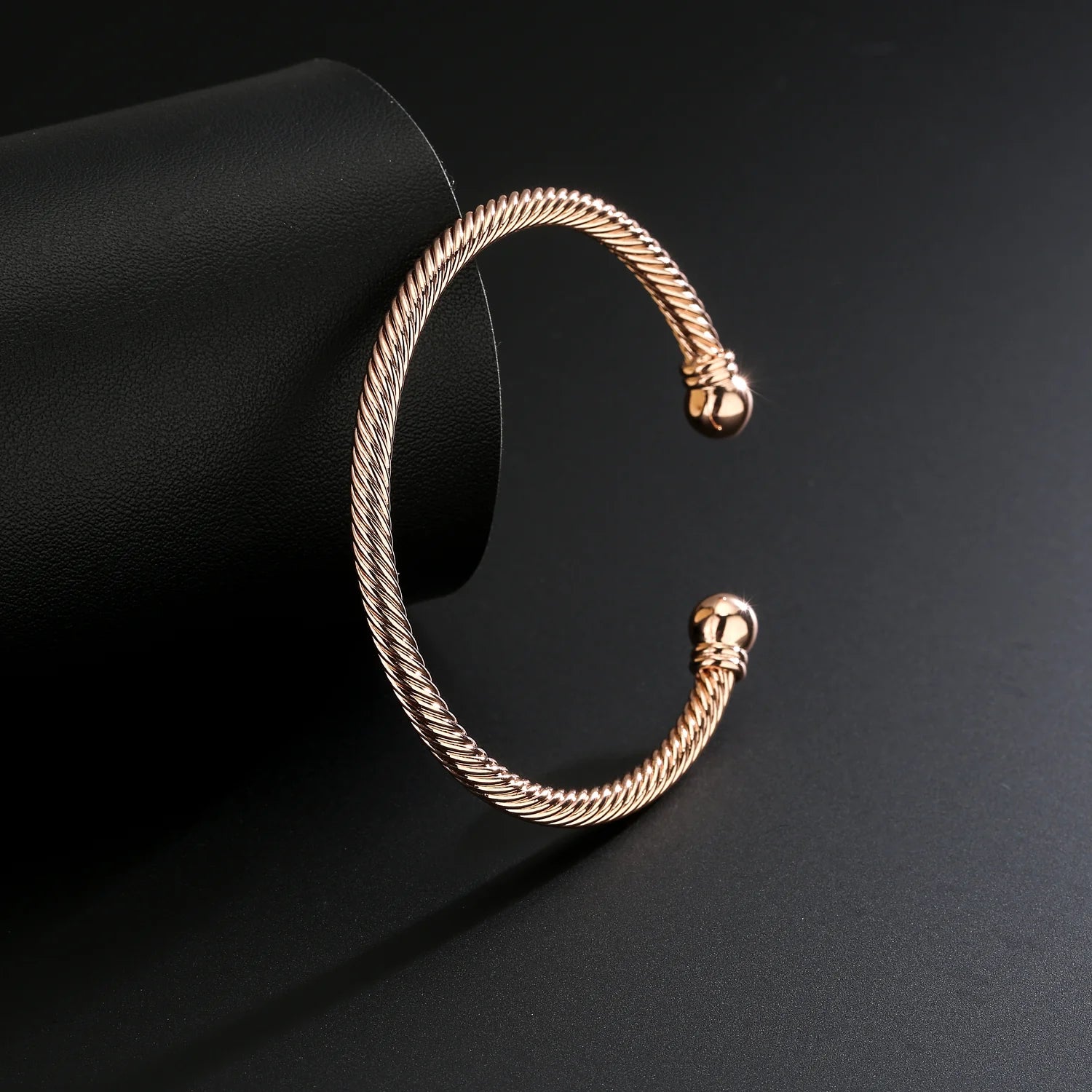 ROSE GOLD TORQUE BANGLE BRACELET ADJUSTABLE