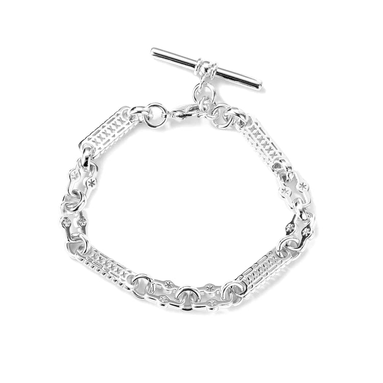 SILVER STARS AND BARS T-BAR BRACELET