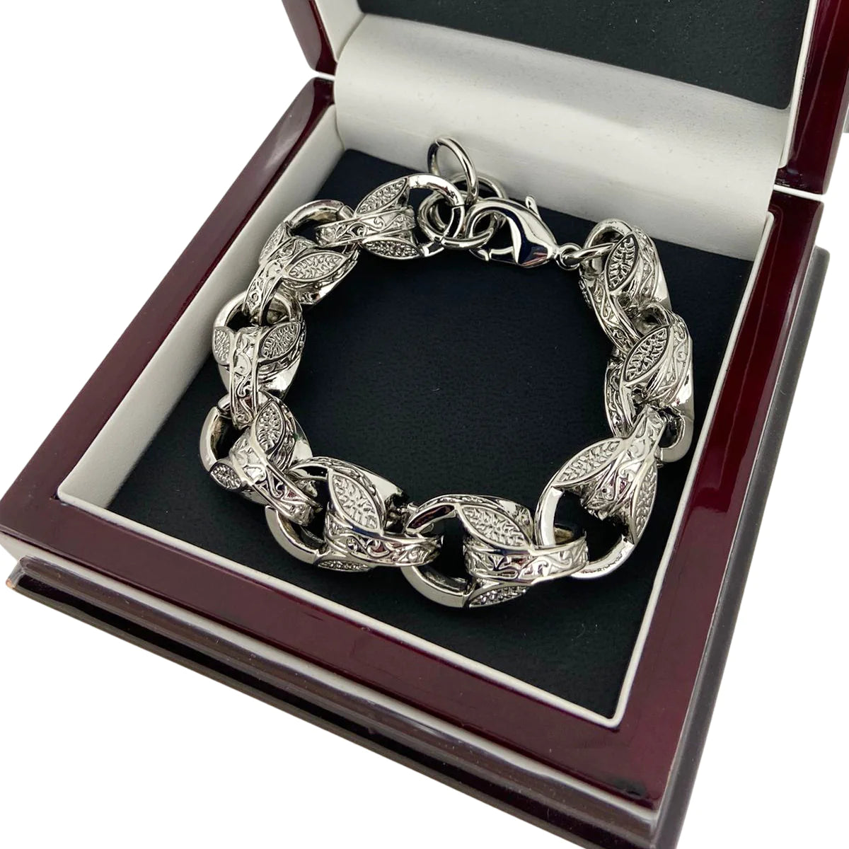 SILVER XL 15MM 3D TULIP BRACELET