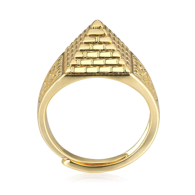 WATERPROOF GOLD ADJUSTABLE PYRAMID RING