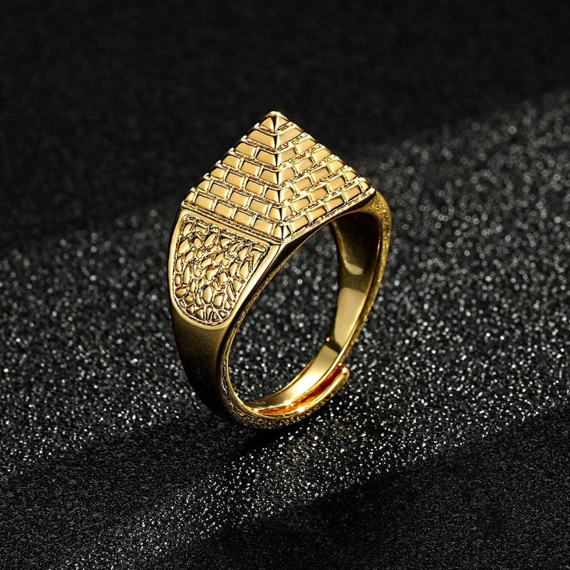 WATERPROOF GOLD ADJUSTABLE PYRAMID RING