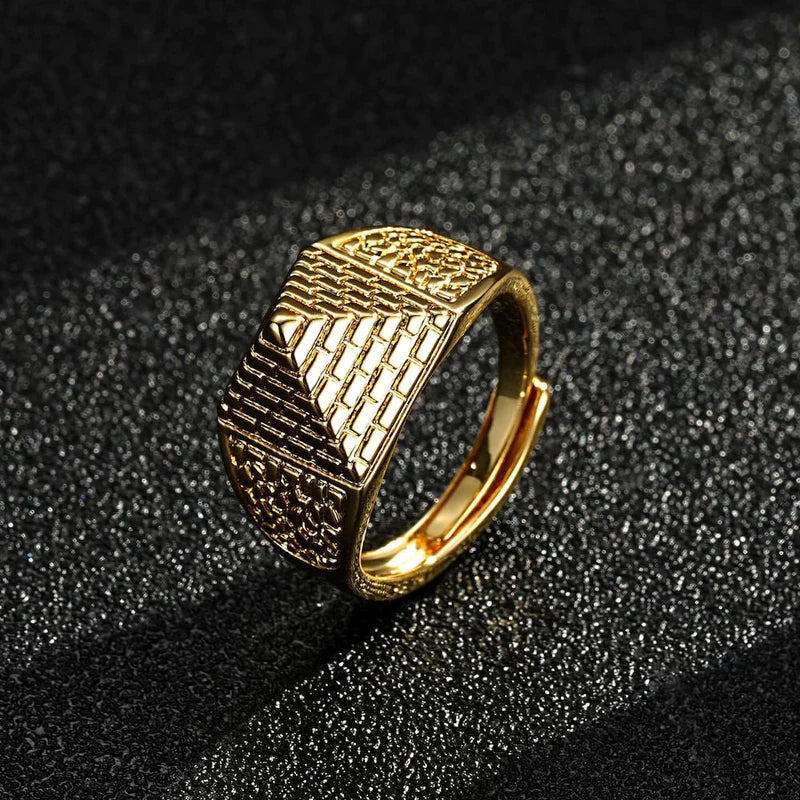 WATERPROOF GOLD ADJUSTABLE PYRAMID RING