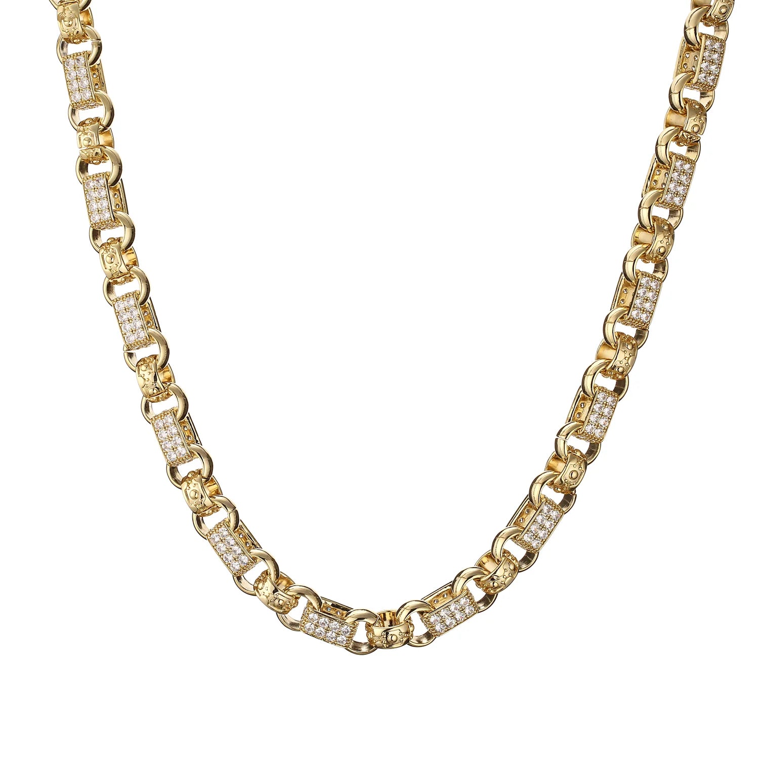 GOLD DIAMOND GYPSY LINK BELCHER CHAIN